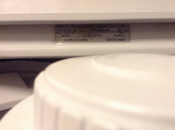 Whirlpool Model Tag